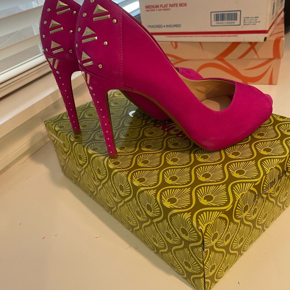 Gianni Bini Pink Stiletto Heels with Stud Details